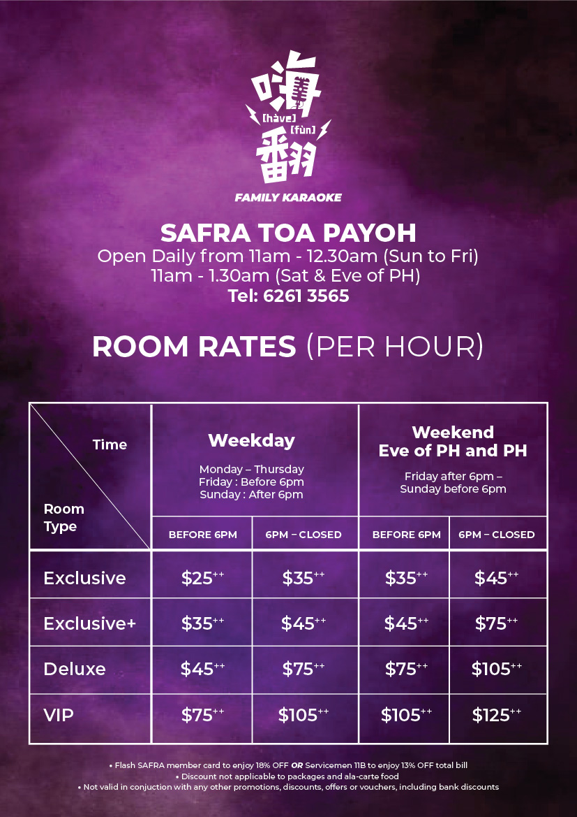 Toa Payoh Rates & Menu HaveFun Karaoke